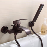Milly Modern Waterfall Wall Mount Mount Mount Frotted Bronze Bub Bumpt Faucet & Handshower