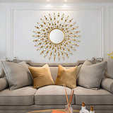 Luxury Elemy Metal Round Gold Wall Mirror Sun Shine Home Decor