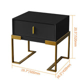 Black Bedroom Nightstand with Drawer Bedside Table Stainless Steel Base