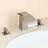 Milly Waterfall Modern Double Knob Handle Widespread Sink Faucet Solid Brass for Bathroom in Brushed Nickel