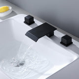 Moda Matte Black cascade de salle de bain répandue robinet carré à double poignée
