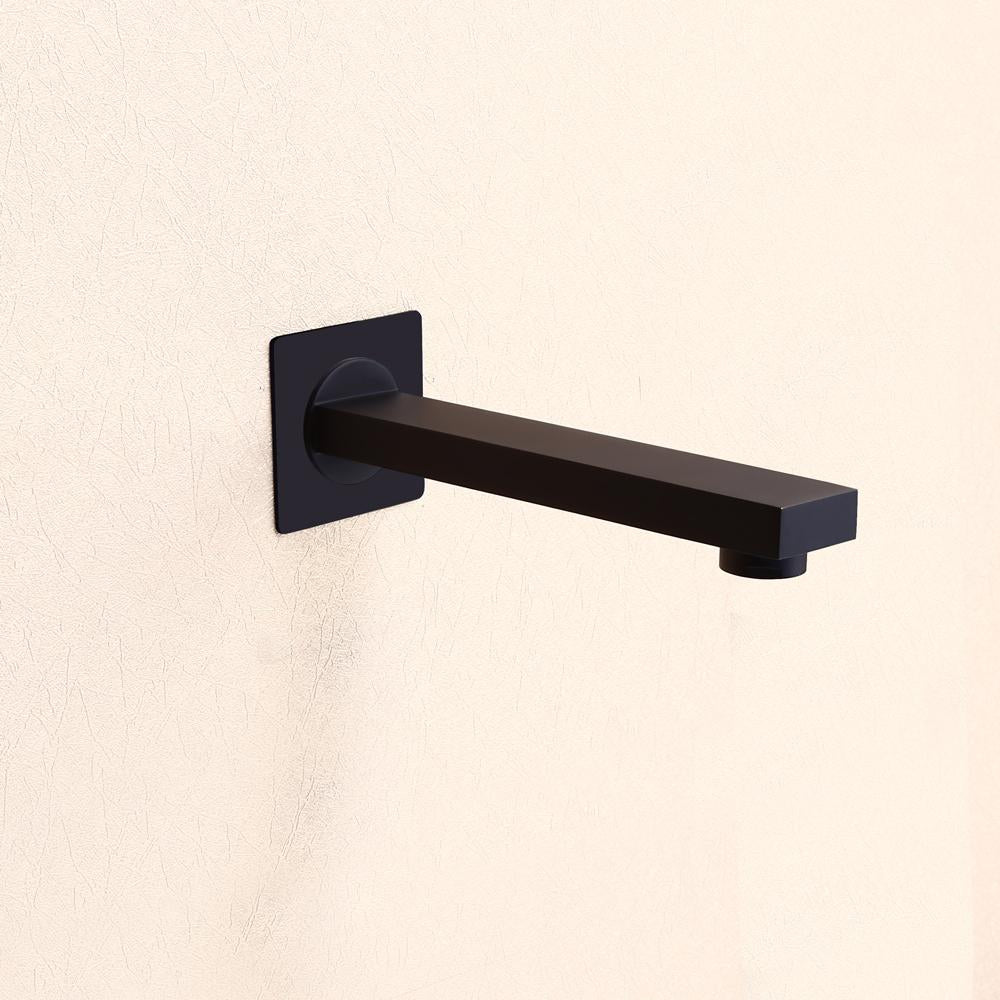Contemporary Square Solid Brass Wall Mounted Tub Filler Spout in Matte Black Finish