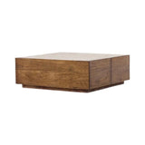 Minimalist Square Coffee Table with 4 Drawers Storage Wooden Pedestal Coffee Table