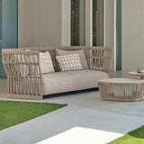 إميليو الخشب الطبيعي اللون راتان أريكة خارجية 3 مقعدة مع وسادة وسادة