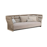 Emilio Natural Wood Color Rattan Outdoor Sofa 3-Seater with Cushion Pillow