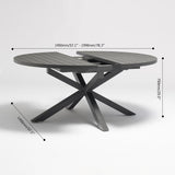 Ausziehbarer runder Esstisch auf Bock für den Außenbereich mit Aluminiumrahmen in Schwarz