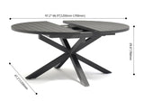 Table à manger à chevalet rond extensible en plein air avec cadre en aluminium en noir