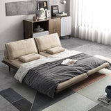 منتصف القرن الحديثة سحب الأريكة سرير Khaki الخشب القابل للتحويل الأريكة نائم القطن والكتان