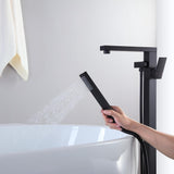 Dree Modern Matte Black 1-Handle Freestanding Bathtub Faucet & Handshower Solid Brass