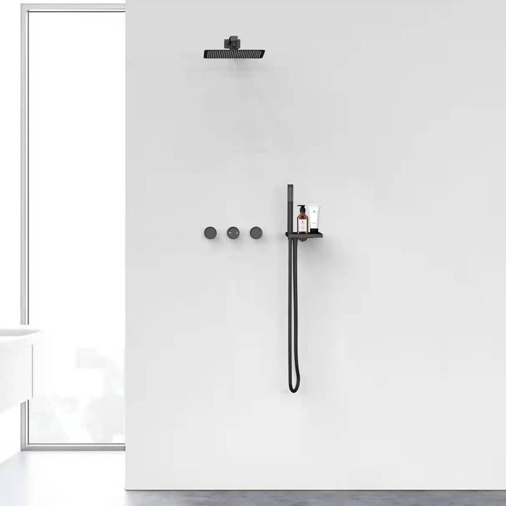 Wall-Mounted Double Functions Shower System with Standard Valve in  Black-Wehomz – WEHOMZ