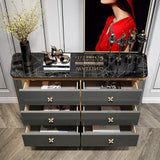 47" Modern Blue Dresser Faux Marble Top Cabinet mit 6 Schubladen in Gold