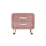 Modern Pink Velvet Nightstand with 2 Drawers Bedroom