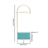 ホワイト ホール ツリー 収納ベンチ付き ブルー ベルベット 玄関ベンチ & トランク 幅24インチ x 高さ70.9インチ