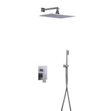 Dree Modern Cabezal de ducha cuadrado LED de montaje en pared de 12" y sistema de ducha de mano en níquel cepillado