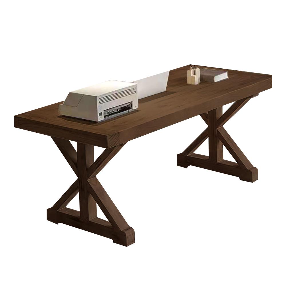 59.1" Rustic Farmhouse Wooden Office Desk in Natural with Trestle