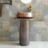 Vintage Retro Kaolin Clay Pedestal Sink Freestanding Bathroom Sink