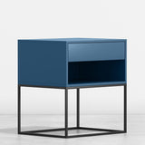Blauer Schlafzimmer-Nachttisch mit Schubladen-Nachttisch aus Metall