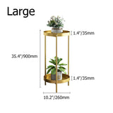 Soporte redondo de metal para plantas Soporte para macetas dorado de 2 niveles para interior y exterior en tamaño pequeño