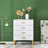 Modern White Wooden Chest with 6-Drawer Gold Legs in Large