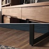 47,2" Moderner Schreibtisch aus Holz in Natur und Schwarz mit Schubladen und Metallbeinen