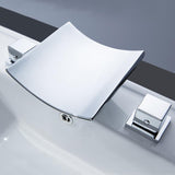Grifo para lavabo de baño Grop, contemporáneo, de doble manija, en cascada, en cromo pulido