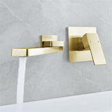 Wall Mount Matte Black Single Handle Bathroom Sink Faucet Solid Brass