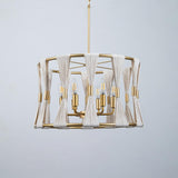 Modern Art Deco 6-Light Drum Chandelier Light Cuerda natural Beige Lámpara envuelta a mano