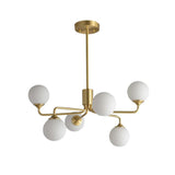 Modern Brass Sputnik Chandelier 9-Light with Glass Shade for Living Room