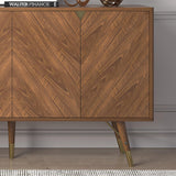 Capet Mid-Century 63" Walnut Sideboard Buffet 4-Door Kitchen Cabinet Adjustable Shelves
