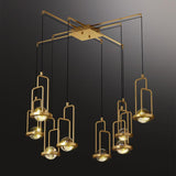 Moderna lámpara de araña de cristal de 6 luces en dorado