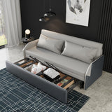Sofá convertible de almacenamiento de 76.8 ", sofá cama completo tapizado de algodón y lino de cuero