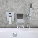 Bascade de cascade moderne Mur-baignoire robinet simple poignée et coup de main en noir mat