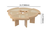 Mesa de centro de madera de granja de 31.5" con mesa decorativa de ratán