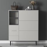 55.1" Nordic Light Gray Shoe Cabinet Rectangle with Turnover Doors in Large