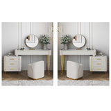 White Makeup Vanity Set Extendable Dressing Table Seat & Mirror Included