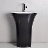 Modern Stone Resin Vase Shaped Pedestal Bathroom Wash Sink in White & Black