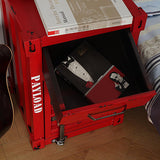 Grenier industriel rouge Armoire de rangement rétro au chevet avec porte et tiroir