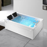 73 "" LED acrylique Whirlpool Massage de l'eau Double cascade à 3 côtés Baignoire du tablier