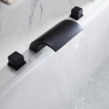 Waterfall Roman Tub Faucet Double Handle Brass Deck Mounted Faucet in Matte Black