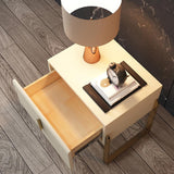 Modern Nightstand Off White Leather Upholstery 1-Drawer Bedside Table