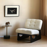 Moderner Boucle-Lounge-Sessel, weißer und schwarzer Akzentstuhl, Polsterung aus Eschenholz