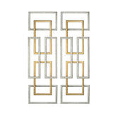 2 Pieces Set Modern Light Luxury Geometric Rectangle Metal Wall Decor