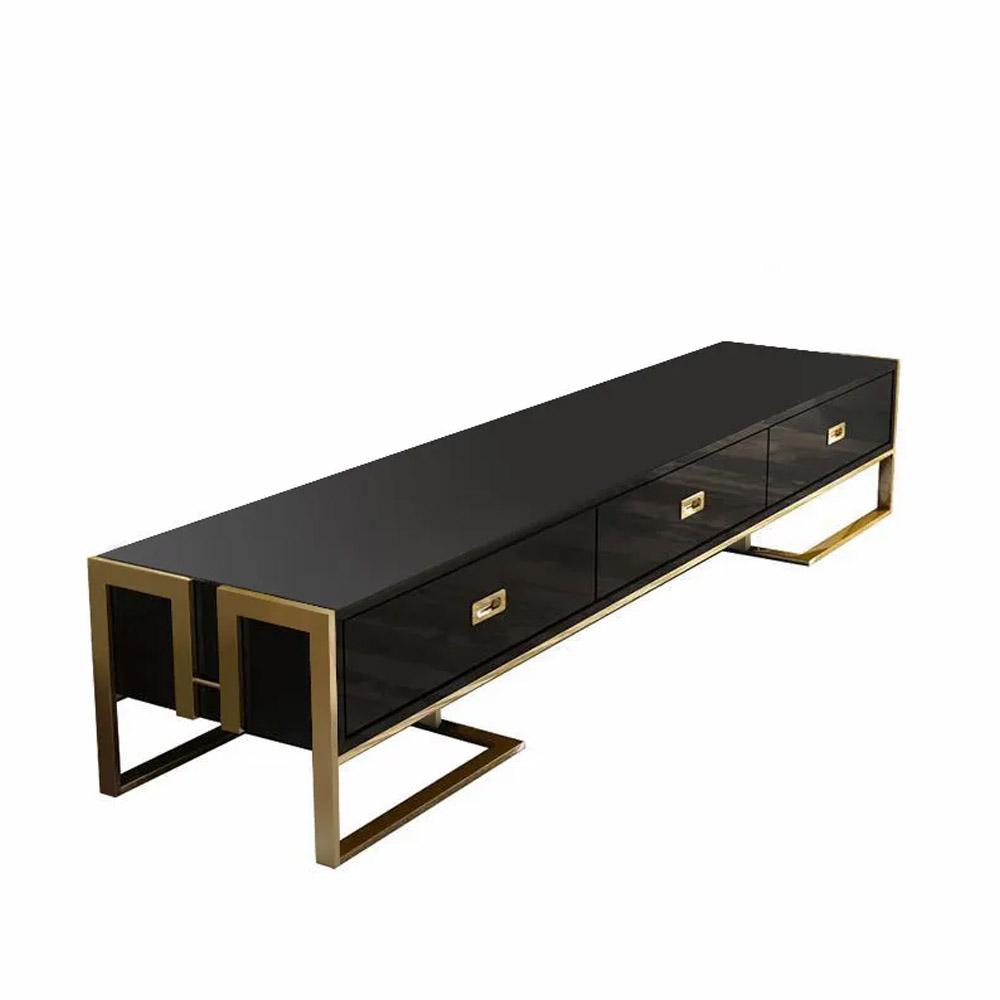 Jocise 71" Modern Jocise White & Gold TV Stand 3 Drawers Media Console
