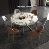 Mesa de comedor redonda moderna de 53" con tablero de mármol sintético para 6 personas