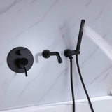 Robinet de remplissage de baignoire noir mate mural moderne avec laiton massif de la poignée de main