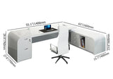 L-shaped Modern Executive Desk with Ample Storages Right Hand in White