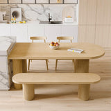 55" Farmhouse Dining Table 6 Seater Pine Wood Table Pedestal Base