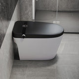 Elongated One-Piece Smart Toilet Floor Mounted Automatic Toilet in Black & Gold Rim