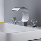 Mooni Chrome Waterfall Spout 2 Crystal Handle Grifo de lavabo de baño generalizado