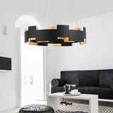 Moderna lámpara de araña LED para sala de estar de 8 luces en negro